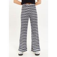 Striped and Logo Printed Trousers in Black and White