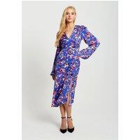 Liquorish Women's Multicolour Abstract Dot Print Midi Dress in Blue | Size: 10