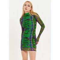 House of Holland Women's Abstract Snake Print Mini Dress in Green | Size: 8