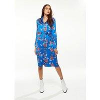 Liquorish Women's Floral Print Shirt Dress In Bright Blue | Size: 12