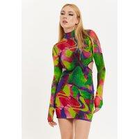 House of Holland Women's Abstract Multicolour Print Mini Dress | Size: 14