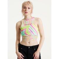 House of Holland Women's Star Print Jersey Crop Top With Open Back | Size: XS