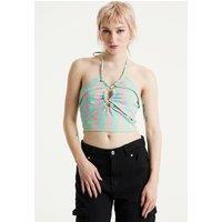 House of Holland Women's Logo Printed Halter Neck Crop Top | Size: Large
