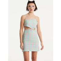 House of Holland Women's Logo Printed Jersey Mini Dress in Blue & Pink | Size: XL
