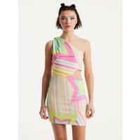 Star Print Mini Jersey Dress With Cut Out