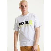 House of Holland Women's White Laser Cut Transfer Printed T-Shirt With Metallic & Neon Foil | Size: Medium