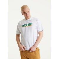 House of Holland Women's White Laser-Cut Transfer Printed T-Shirt | Size: Small