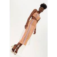 Printed Jersey Midi Dress With Cut Out Detail