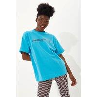 House of Holland Women's Sky Blue Transfer Printed T-Shirt | Size: Large