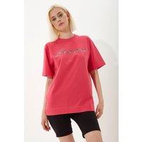 House of Holland Women's Hot Pink Transfer Printed T-Shirt | Size: Small