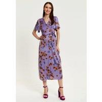 Liquorish Women's Purple Floral Wrap Maxi Dress | Size: 8