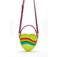 House of Holland Women's Heart Shape Cross Body Bag In Lime, Pink & Rainbow in Yellow