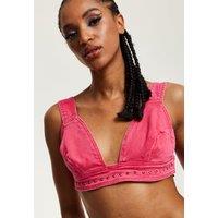 House of Holland Women's Hot Pink Denim Studded Bralette | Size: 12
