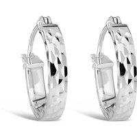 Fraser Hart Women's 9ct White Gold Diamond Cut Hoop Earrings