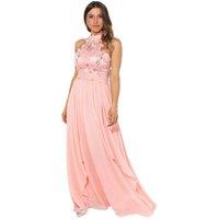 KRISP Women's Lace Halterneck Maxi Prom Dress in Pink | Size: 10