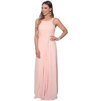 KRISP Women's Pleated Front Chiffon Maxi Dress in Pink | Size: 16
