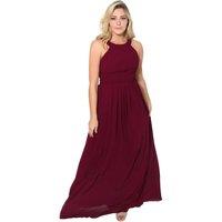 KRISP Women's Pleated Front Chiffon Maxi Dress in Red | Size: 18