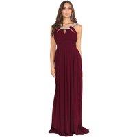 KRISP Women's Diamante Neck Chiffon Maxi Dress in Red | Size: 8