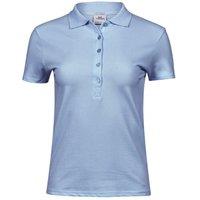TEE JAYS Women's Luxury Stretch Short Sleeve Polo Shirt in Light Blue | Size: Medium