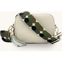 Leather Crossbody Bag with Khaki and Black Pills Strap
