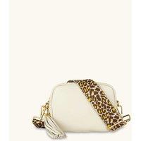 Stone Leather Crossbody Bag With Lemon Cheetah Strap