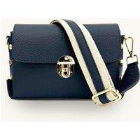 The Bloxsome Navy Leather Crossbody Bag With Canvas Strap