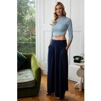 Hot Squash Women's Luxury Roll Top Maxi Skirt in Navy | Size: 16