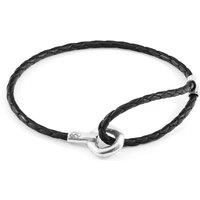 ANCHOR & CREW Women's Blake Silver & Braided Leather Bracelet in Black