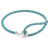ANCHOR & CREW Women's Blake Silver & Braided Leather Bracelet in Turquoise