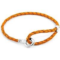 ANCHOR & CREW Women's Blake Silver & Braided Leather Bracelet in Orange