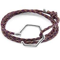 ANCHOR & CREW Women's Storey Silver & Braided Leather Bracelet in Purple