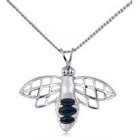 Ojewellery Women's Sapphire Bee Pendant Necklace in Silver | Size: 18 inches