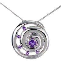 Ojewellery Women's Amethyst Ammonite Pendant Necklace in Silver | Size: 22 inches