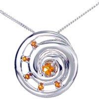 Ojewellery Women's Citrine Ammonite Pendant Necklace in Silver | Size: 22 inches