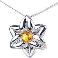 Ojewellery Women's Citrine Daffodil Pendant Necklace in Silver | Size: 18 inches