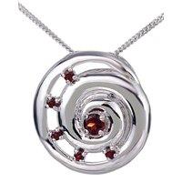 Ojewellery Women's Garnet Ammonite Pendant Necklace in Silver | Size: 22 inches