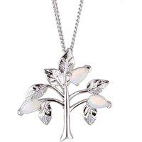 Ojewellery Women's Opal Tree of Life Pendant Necklace in Silver | Size: 18 inches
