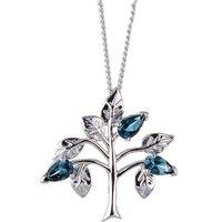 Ojewellery Women's London Topaz Tree of Life Pendant Necklace in Silver | Size: 18 inches