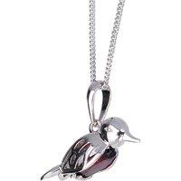 Ojewellery Women's Garnet Robin Pendant Necklace in Silver | Size: 18 inches