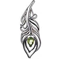 Ojewellery Women's Peridot Peacock Feather Brooch in Green
