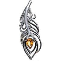 Ojewellery Women's Citrine Peacock Feathe Brooch in Yellow