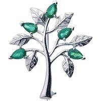 Ojewellery Women's Onyx Tree of Life Brooch in Silver
