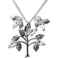 Ojewellery Women's Topaz Tree of Life Set Pendant Necklace Stud Earrings in Silver | Size: 18 inches