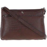 Ashwood Leather Women's 'Bridge' Croc Print Real Leather Shoulder Bag in Maroon