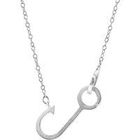ANCHOR & CREW Women's Fish Hook Link Paradise Silver Necklace Pendant | Size: 18 inches