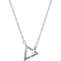 ANCHOR & CREW Women's Geometric Triangle Link Paradise Silver Necklace Pendant | Size: 20 inches