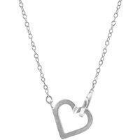 ANCHOR & CREW Women's Little Heart Link Paradise Silver Necklace Pendant | Size: 16 inches