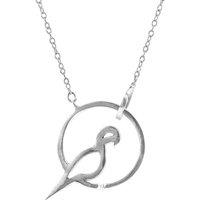 ANCHOR & CREW Women's Perched Parrot Link Paradise Silver Necklace Pendant | Size: 18 inches