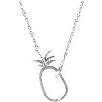 ANCHOR & CREW Women's Tropical Pineapple Link Paradise Silver Necklace Pendant | Size: 18 inches