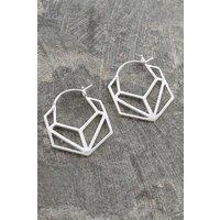 Otis Jaxon London Women's Hexagonal Geometric Sterling Silver Hoop Earrings